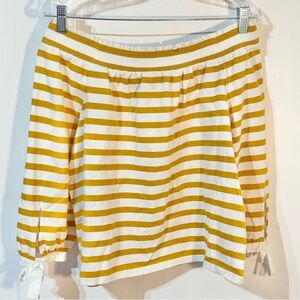 J.Crew Women's Top Yellow White Stripped Off the Shoulder Size medium